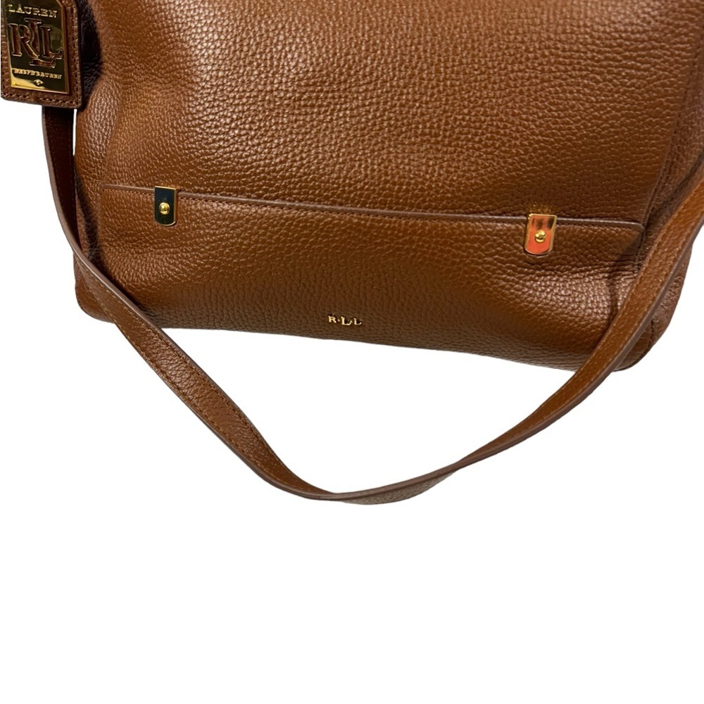Lauren Ralph Lauren Brown and Gold Satchel - Picture 4 of 12